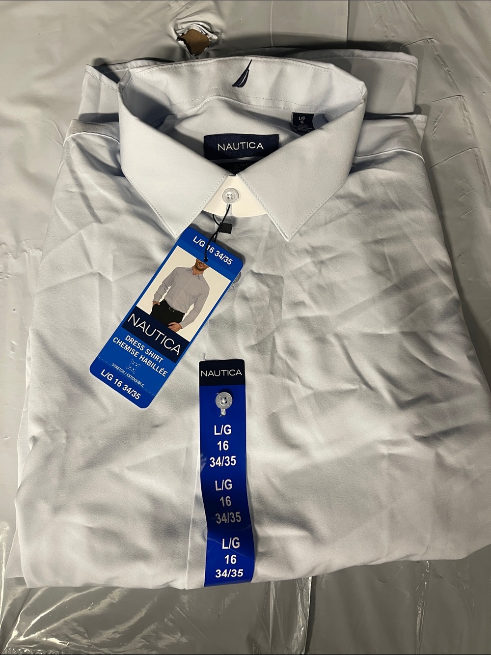 Nautica White Men's Dress Shirt - Classic Spread Collar